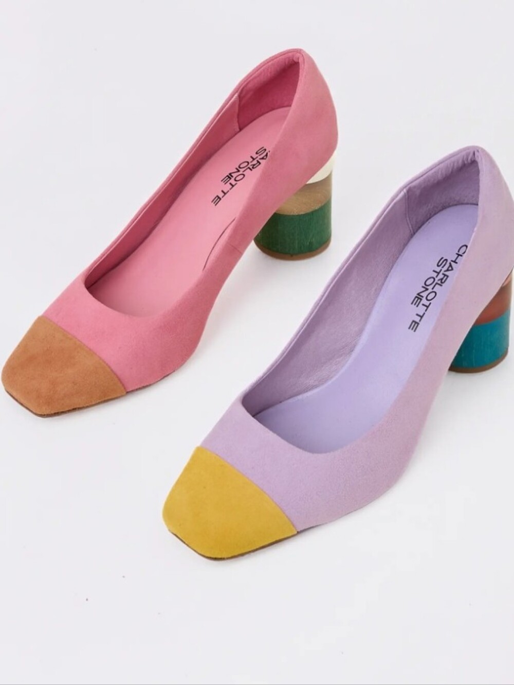 NWOB Charlotte Stone Mismatch Cap Toe Pump In Nassau